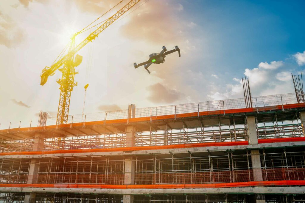 Drone,Over,Construction,Site ,Video,Surveillance,Or,Industrial,Inspection